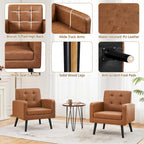 Fauteuil d'appoint capitonné moderne en similicuir