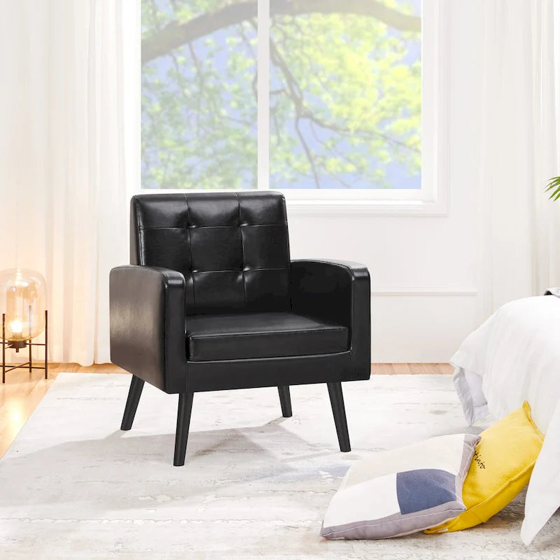Fauteuil d'appoint capitonné moderne en similicuir
