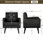 Fauteuil d'appoint capitonné moderne en similicuir
