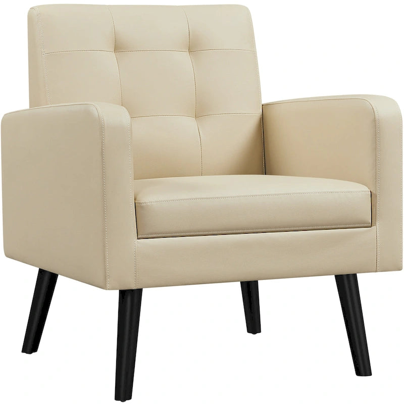 Fauteuil d'appoint capitonné moderne en similicuir