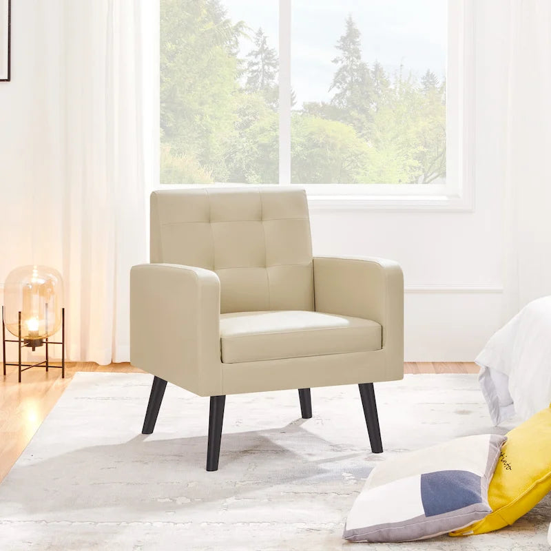 Fauteuil d'appoint capitonné moderne en similicuir