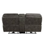 Causeuse inclinable électrique double Tony de 80 po, console porte-gobelets, USB, grise