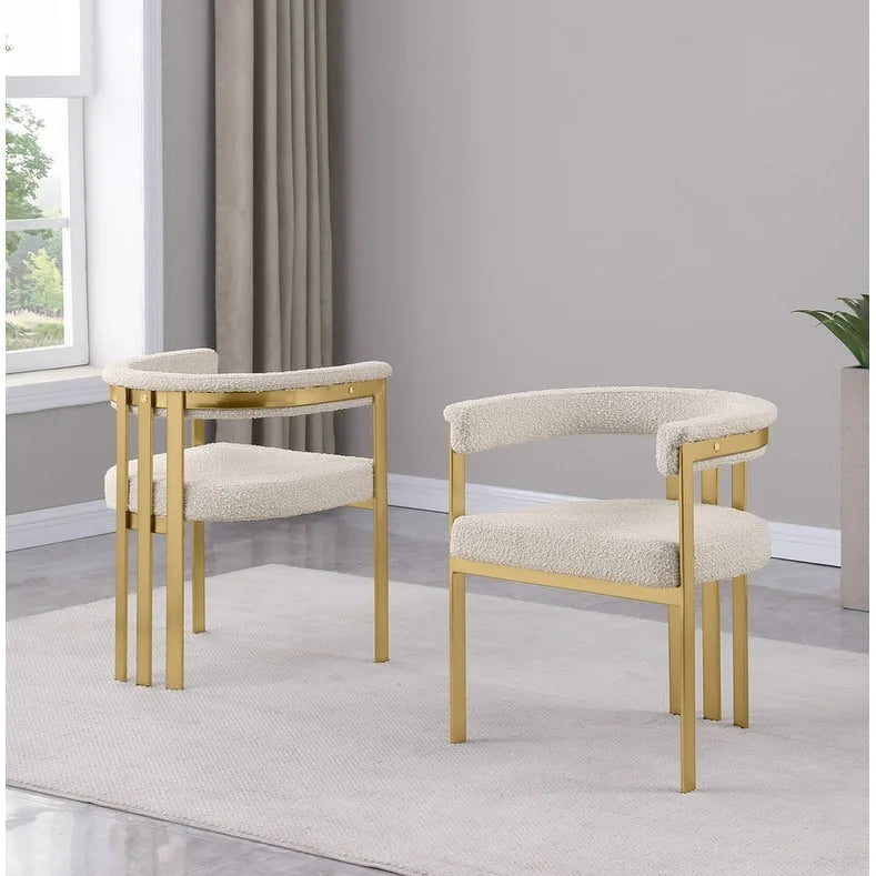 Chaises de salle à manger dorées brossées mates en chrome (lot de 2)