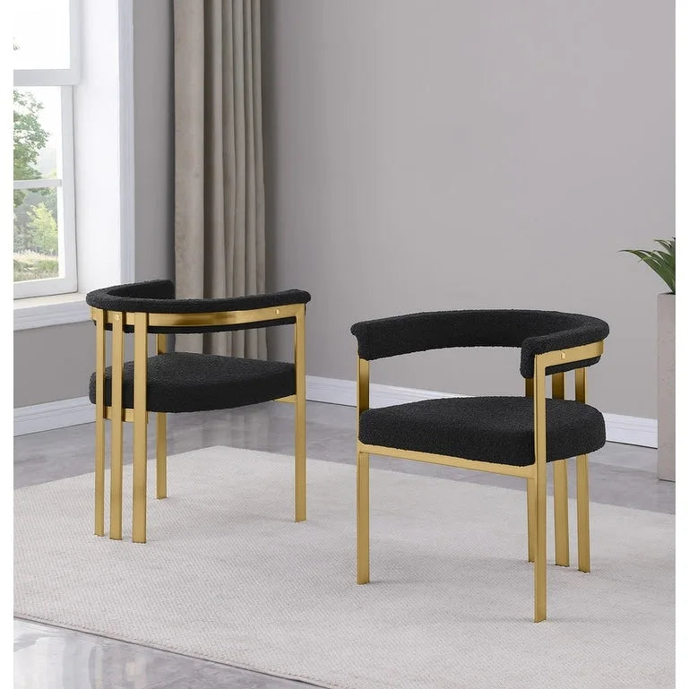 Chaises de salle à manger dorées brossées mates en chrome (lot de 2)