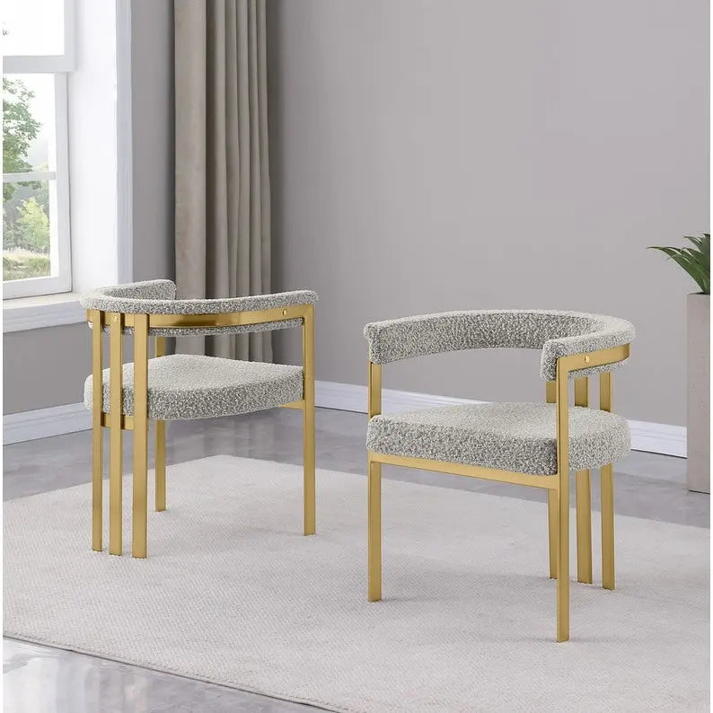 Chaises de salle à manger dorées brossées mates en chrome (lot de 2)