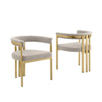 Chaises de salle à manger dorées brossées mates en chrome (lot de 2)