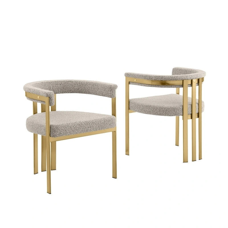 Chaises de salle à manger dorées brossées mates en chrome (lot de 2)