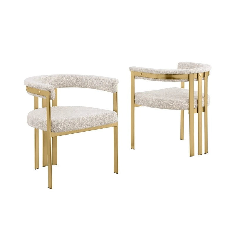 Chaises de salle à manger dorées brossées mates en chrome (lot de 2)