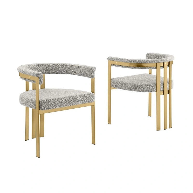 Chaises de salle à manger dorées brossées mates en chrome (lot de 2)