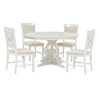 Ensemble de salle à manger extensible traditionnel 58 avec 4 chaises rembourrées
