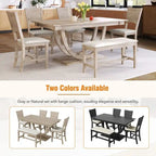 Ensemble de salle à manger 6 pièces demi-rond en bois avec longue banquette et 4 chaises de salle à manger, style moderne