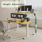 Bureau assis-debout électrique ergonomique en bambou massif