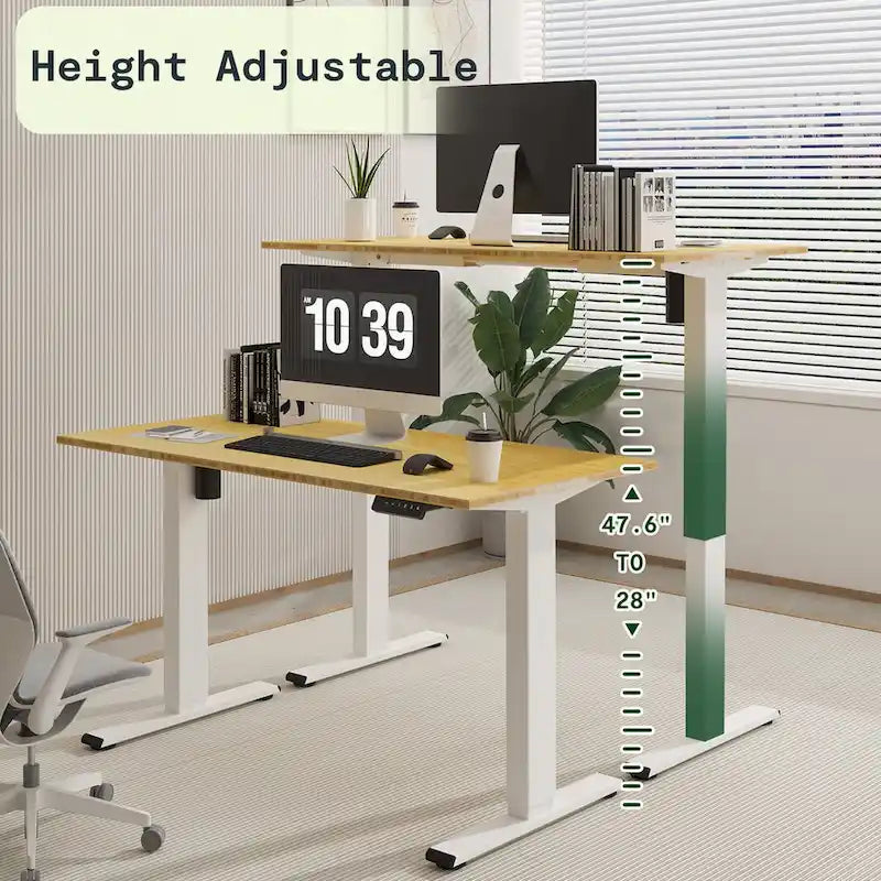 Bureau assis-debout électrique ergonomique en bambou massif