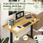Bureau assis-debout électrique ergonomique en bambou massif
