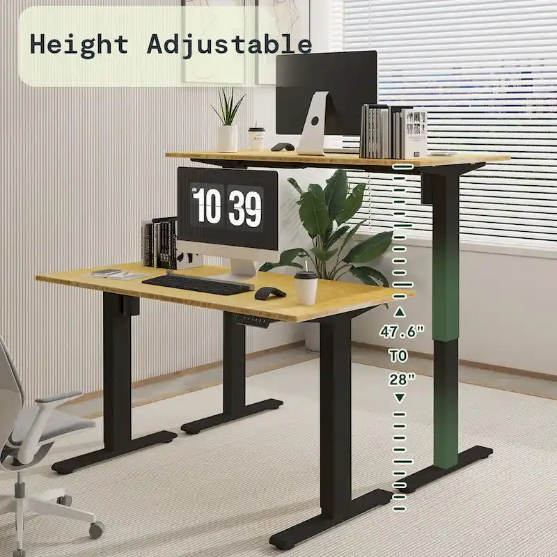 Bureau assis-debout électrique ergonomique en bambou massif