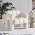 Fauteuil d'appoint large rembourré en tissu bouclé pour le salon