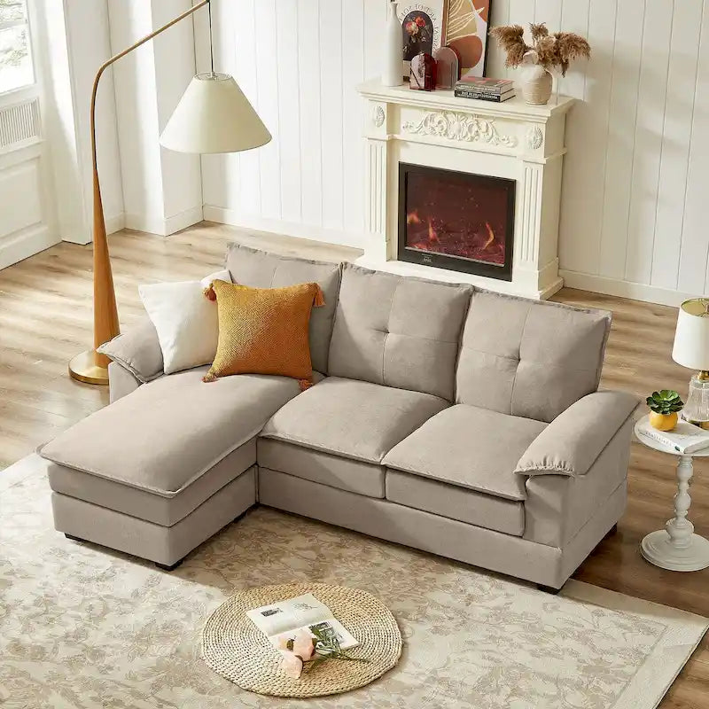 Canapé d'angle en L avec assises moelleuses - 209 cm - Idéal pour le salon