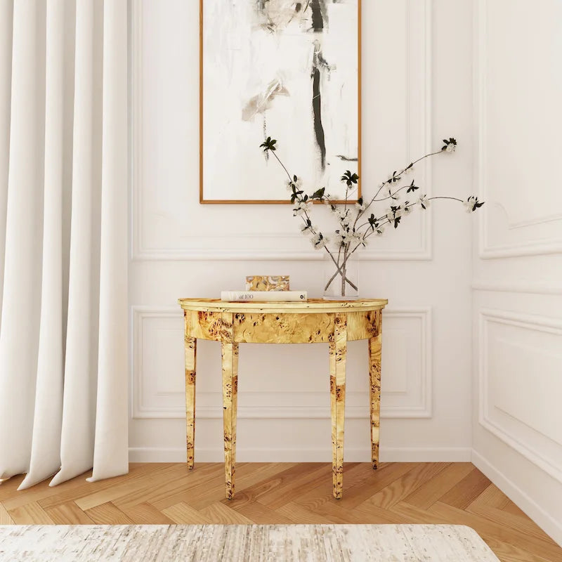 Table console demi-lune Hampton en loupe 36
