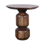 Table d'appoint Rise de 23 pouces, ronde, moderne, avec piedestal, en bois brun