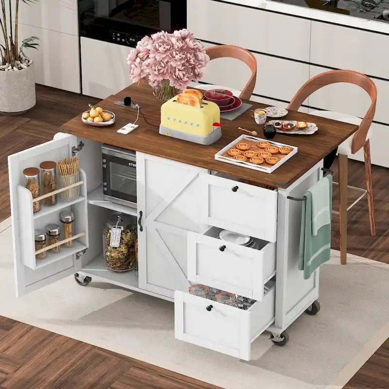 Îlot de cuisine de 54,5 avec prise de courant et rabat pour cuisine
