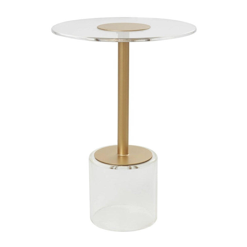 Table d'appoint en acrylique avec base surélevée et support doré - Transparent - Roche River Decor