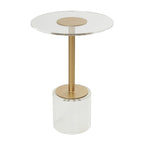 Table d'appoint en acrylique avec base surélevée et support doré - Transparent - Roche River Decor