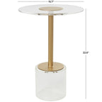 Table d'appoint en acrylique avec base surélevée et support doré - Transparent - Roche River Decor