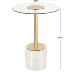 Table d'appoint en acrylique avec base surélevée et support doré - Transparent - Roche River Decor